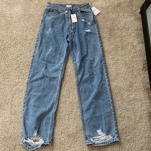 NWT asymmetrical waist straight leg jeans